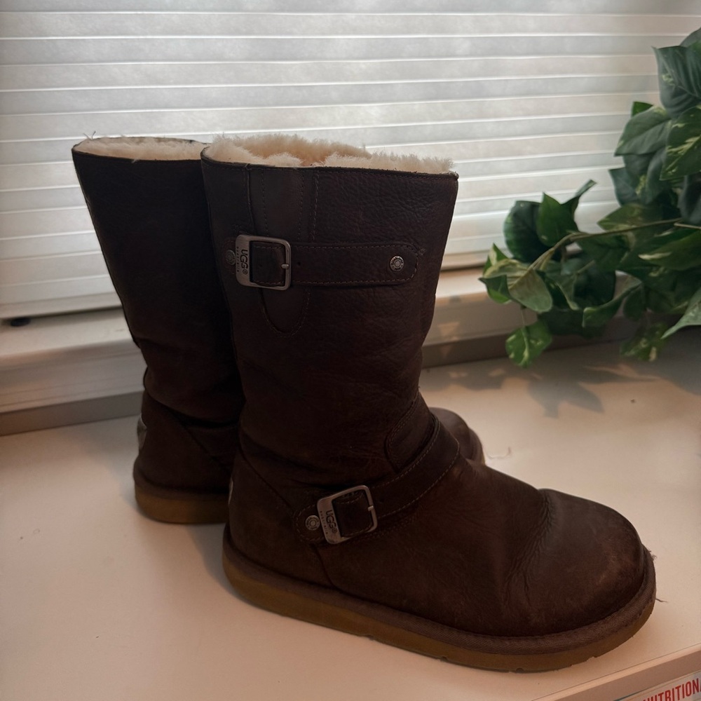 SIZE 9 UGG Dark Brown Moto Boots - Picture 3 of 10